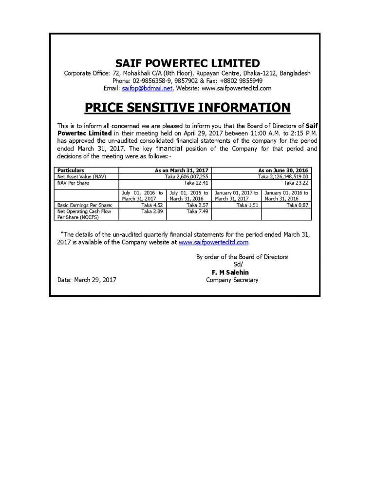 Price Sensitive Information as on March 31, 2017-page-001